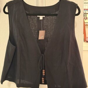 🍭NWT J. Jill Charcoal Sleeveless Tie-Front Top
